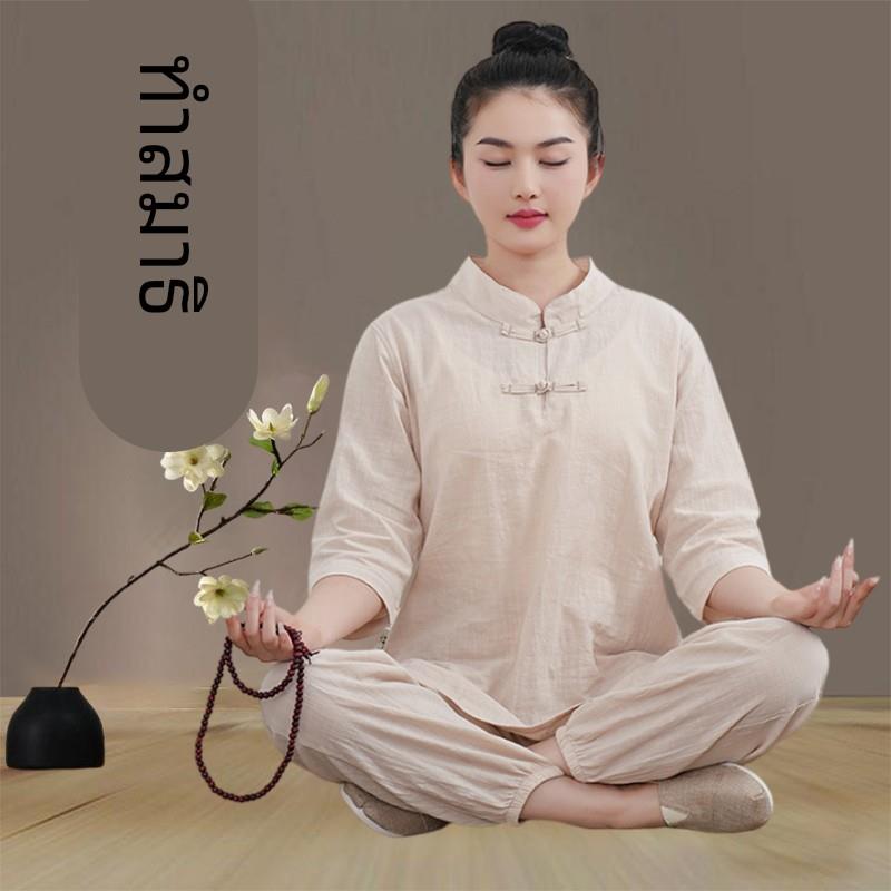 中国风禅服女修行中式拜佛衣显瘦衣服棉麻套装高端居士休闲服女款