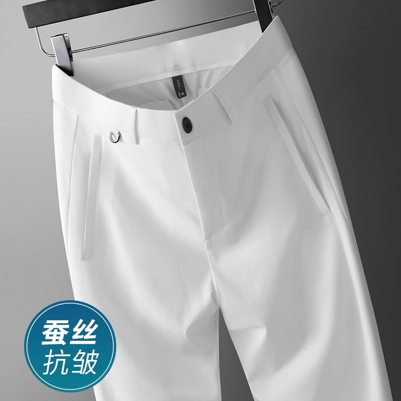 THEORY ICON裤子男夏季薄款中年蚕丝抗皱休闲裤商务宽松直筒西裤