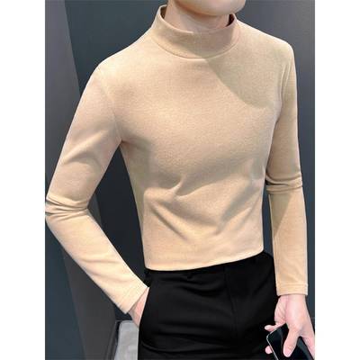 香港半高领打底衫男士双面德绒秋冬款2025新款高级感冬季中领内搭