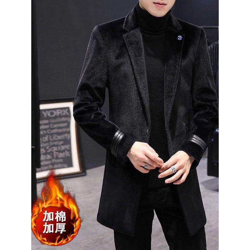 水貂绒毛呢大衣男中长款秋冬季潮牌修身加棉加厚痞帅高端风衣外套,男装,毛呢大衣,淘宝优惠券,粉丝福利购,淘宝优惠卷
