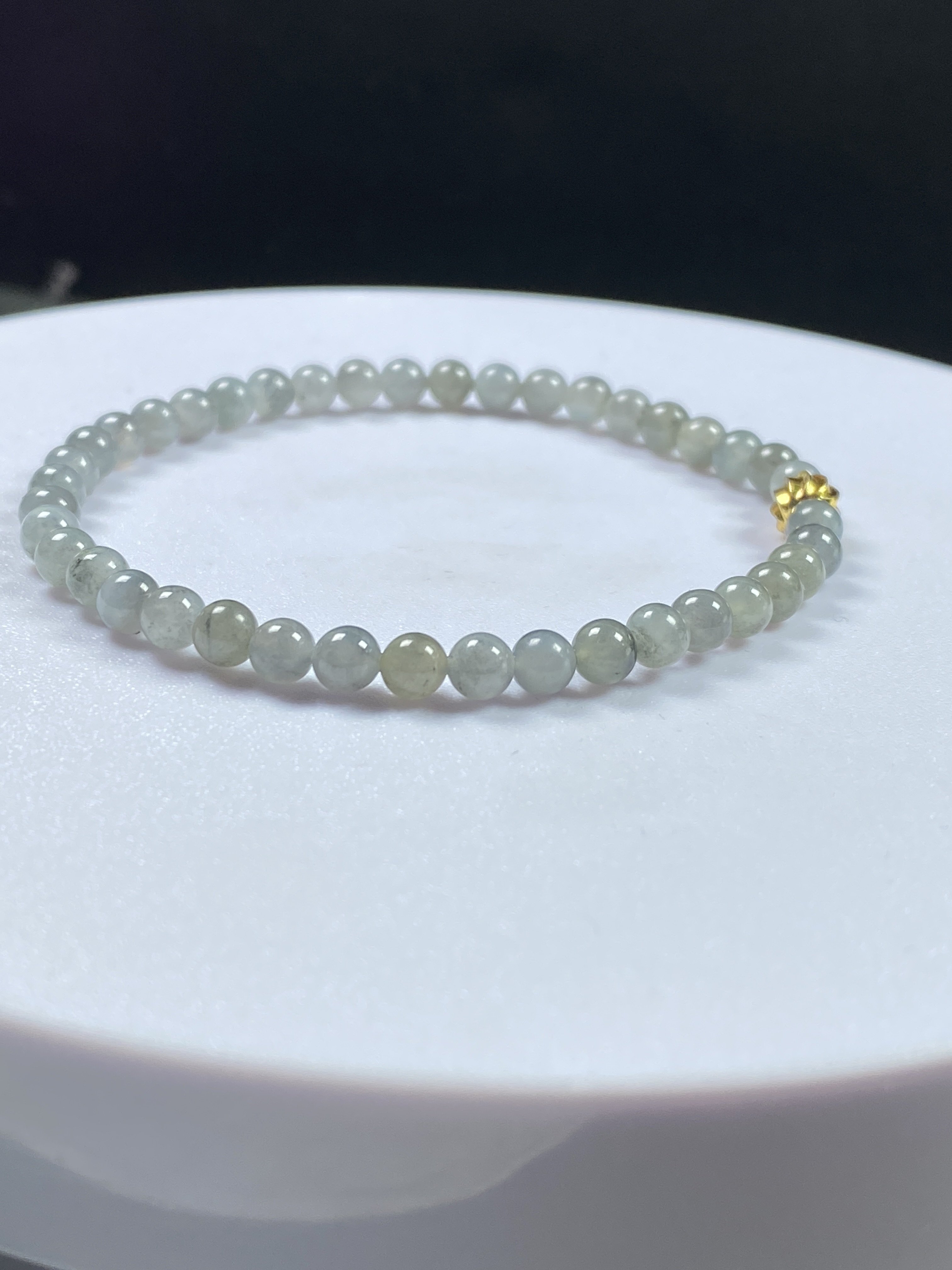 卡4.5mm 天然A货翡翠冰乌鸡小米珠手串 珠串 证书编号2058