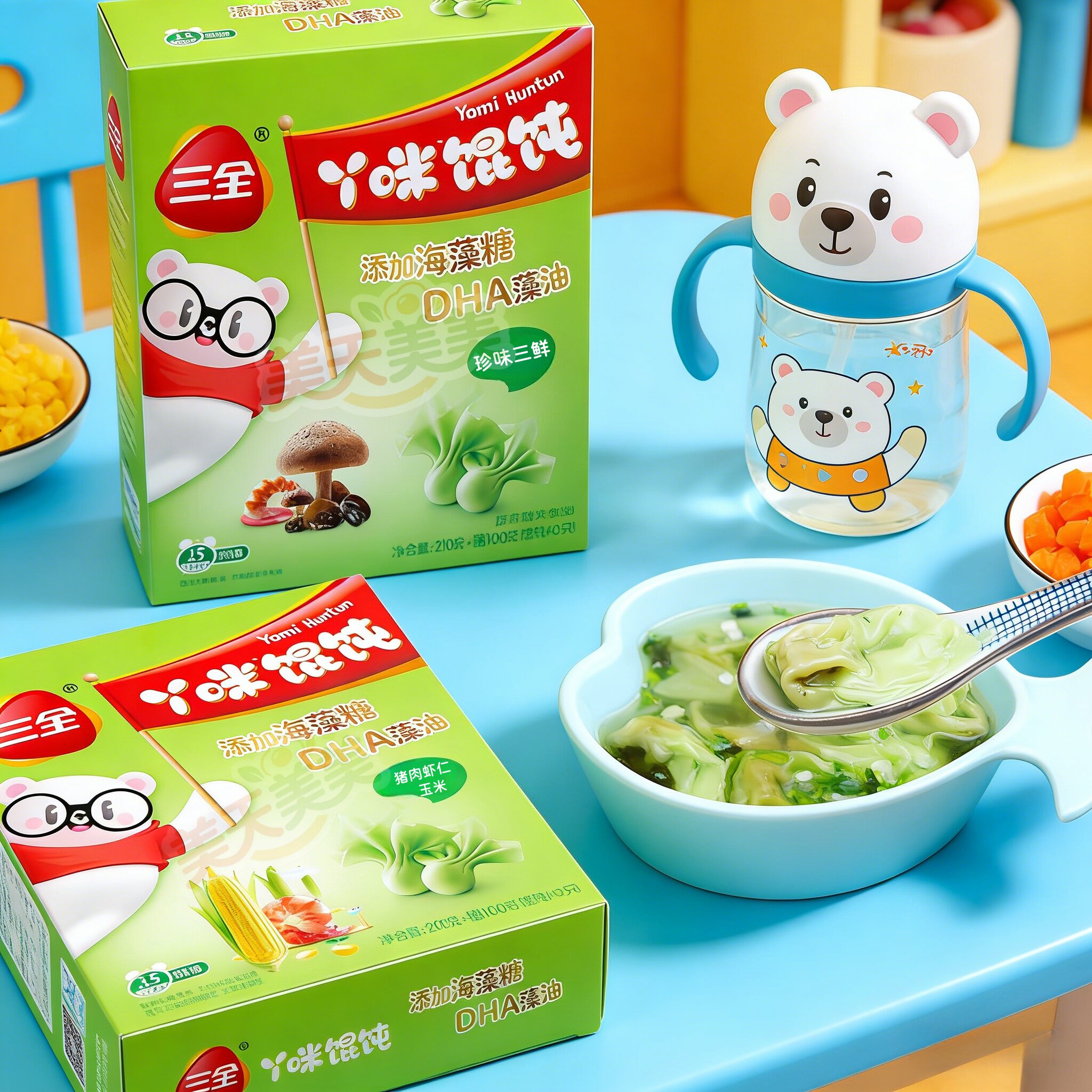 三全儿童馄饨早餐0添加防腐2盒图片