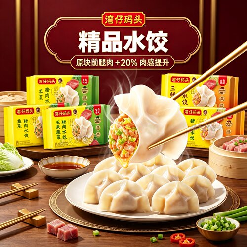 湾仔码头好品质肉馅速冻饺子2袋