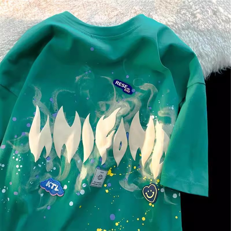 清仓捡漏~复古时尚潮流纯棉短袖t恤女夏装设计感小众情侣装上衣