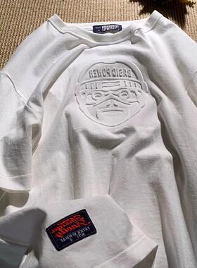 品牌折扣~潮牌美式oversize夏季宽松纯棉3D立体短袖t恤情侣上衣