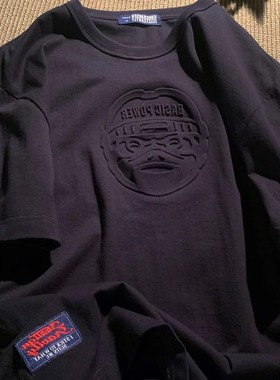 ins美式复古纯棉棉短袖t恤男女潮牌宽松oversize半袖3D情侣上衣