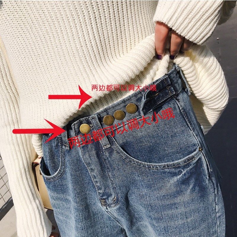 牛仔裤女2018春秋季韩版卷边宽松显瘦阔腿九分裤复古直筒裤老爹裤|msdalam kategori Butik wanita / wanita, seluar jeans - dari Buy2taobao.com untuk memberikan perkhidmatan ejen Taobao profesional membeli