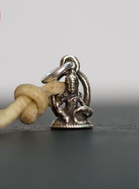 Lam手作 925银藏传黄财神侧挂卡子 diy文玩配珠