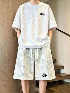 潮牌风男士扎染短袖五分裤套装 2026 夏日慵懒风百搭帅气两件套