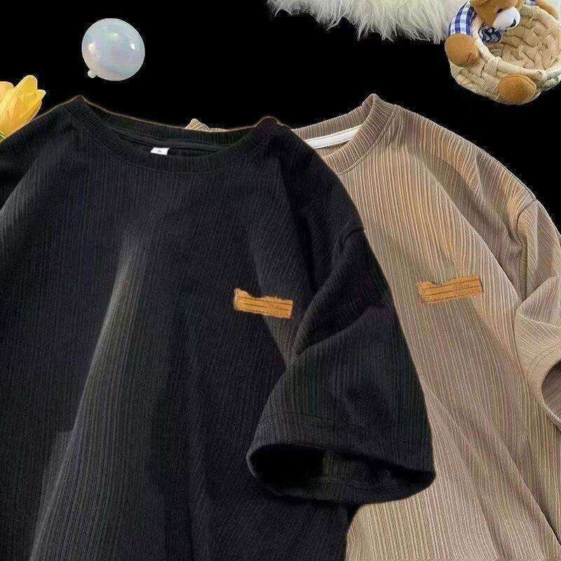 冰丝t恤男短袖圆领上衣服男夏季薄款韩版ins宽松学生薄款速干潮流