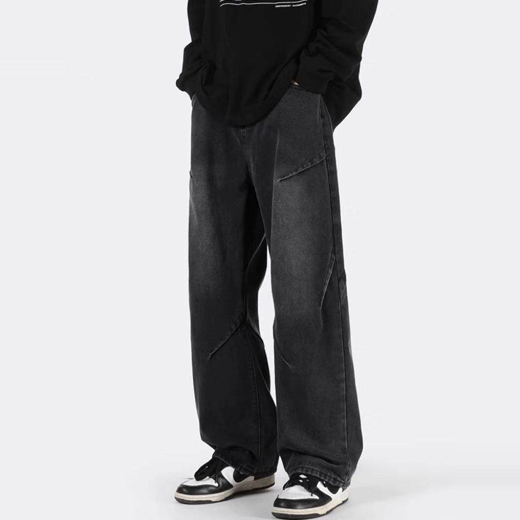 高街男生裤子阔腿牛仔裤男款宽松直筒新款夏季百搭宽松工装长裤子