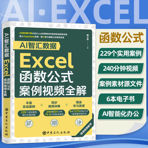 AI智汇数据Excel函数公式案例视频全解 AI助力函数公式高效实战DeepSeek数据处理分析财务excel数据处理函数公式应用技巧大全书