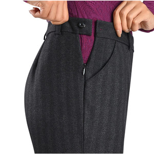 秋冬新款侧拉链女裤弹力妈妈直筒裤高腰中年女式西裤休闲百搭长裤