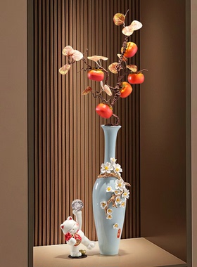 陶瓷花瓶柿柿如意招财摆件