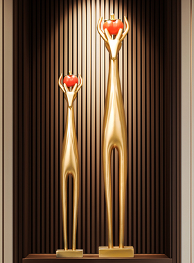 旺宅鹿进门玄关装饰摆饰高档简约竖长条客厅电视柜工艺礼品摆饰乔