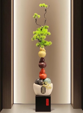旺宅葫芦元宝花艺竖长高档摆件