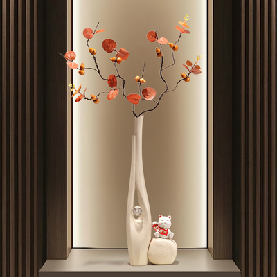 简约百搭陶瓷细长招财花瓶摆件