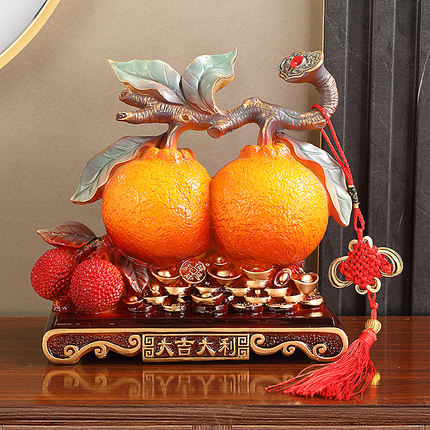 橘子摆件大吉大利如意乔迁之喜礼物寓意好的客厅电视柜酒柜装饰品