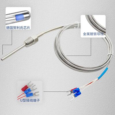 铂温度探头热电偶10温度传感器0t防水固定不锈钢E/K螺纹型热电阻P