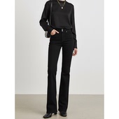 弹力法式 高个子加长黑色牛仔裤 女微喇叭裤 不掉色 秋冬加绒180长裤