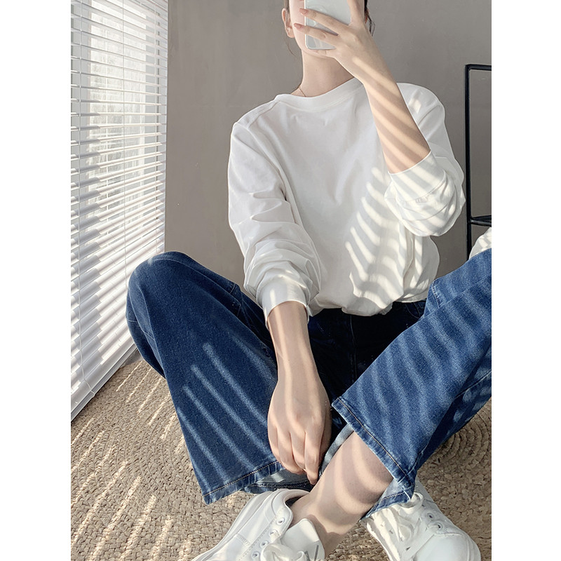 加长女裤高腰牛仔裤宽松直筒裤