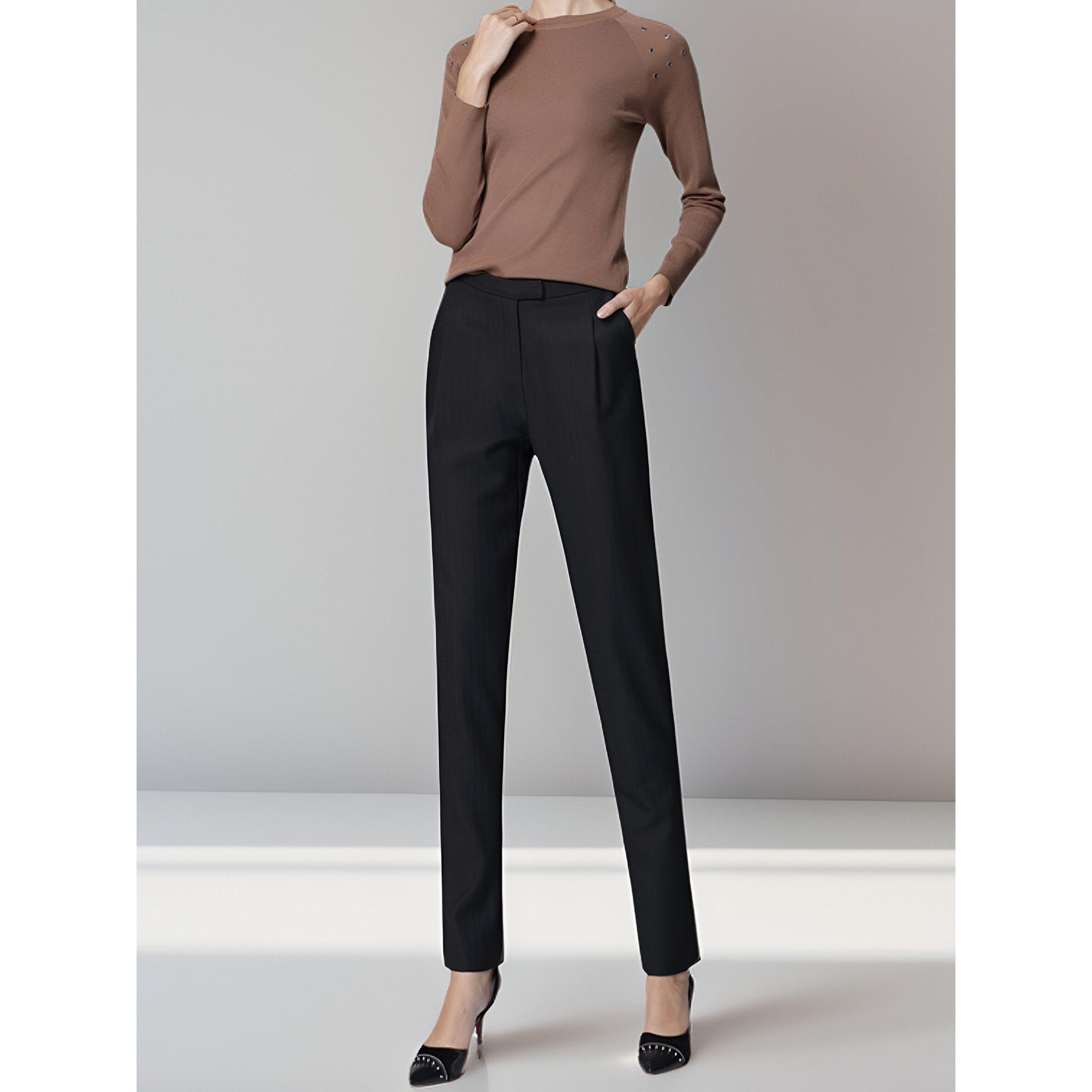 断码捡漏高腰抗皱垂顺宽松小直筒