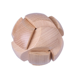 智慧轮单个盒装榉木大号孔明锁鲁班锁解环锁九连环系列拆装套装