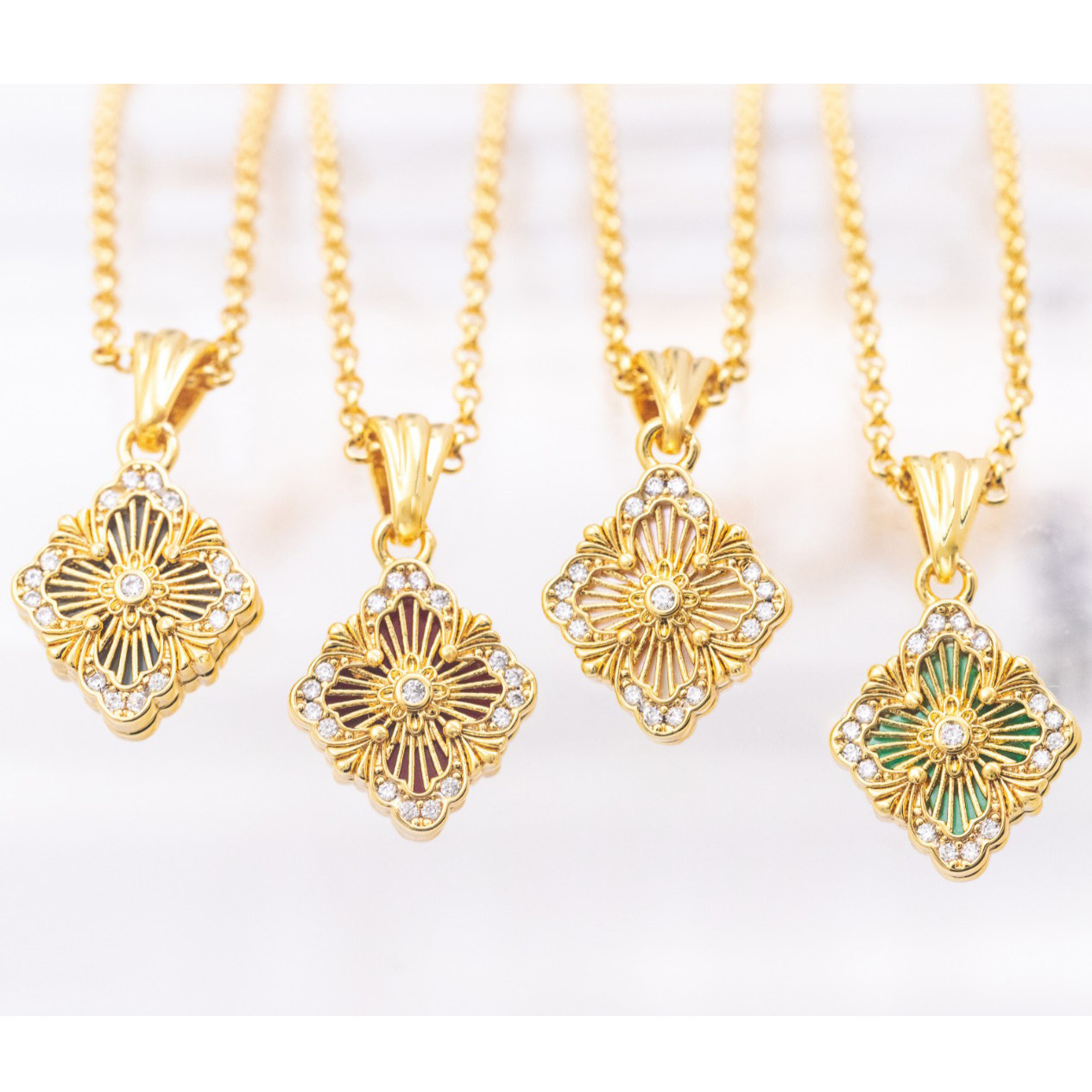 意大利V金镀金布契风天然白贝母红玉髓菱形四叶草项链女,饰品/流行首饰/时尚饰品新,项链,淘宝优惠券,粉丝福利购,淘宝优惠卷