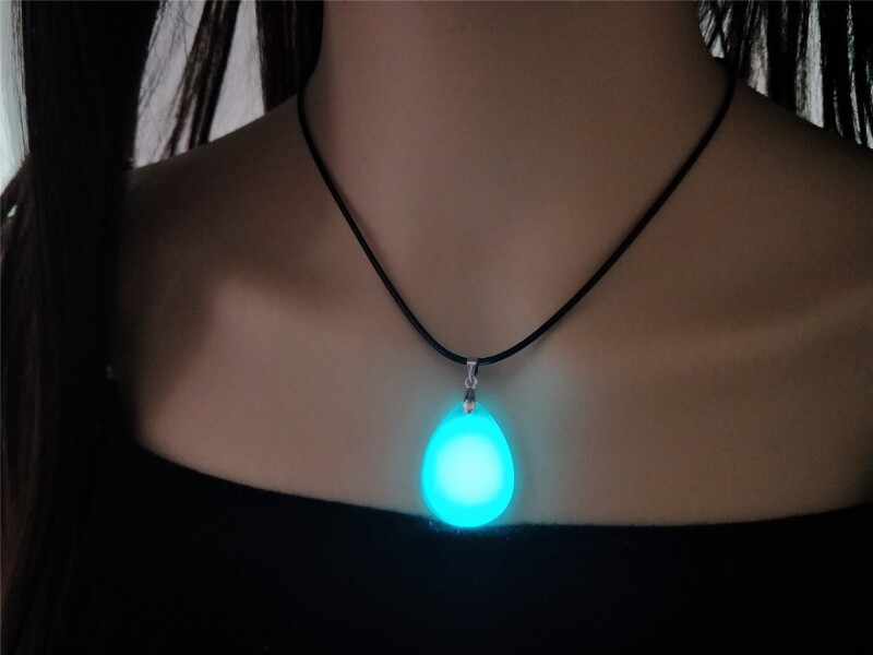 韩版夜光石夜明珠水晶水滴蜡绳情侣项链女士饰品吊坠促销包邮