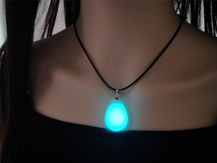 韩版夜光石夜明珠水晶水滴蜡绳情侣项链女士饰品吊坠促销包邮