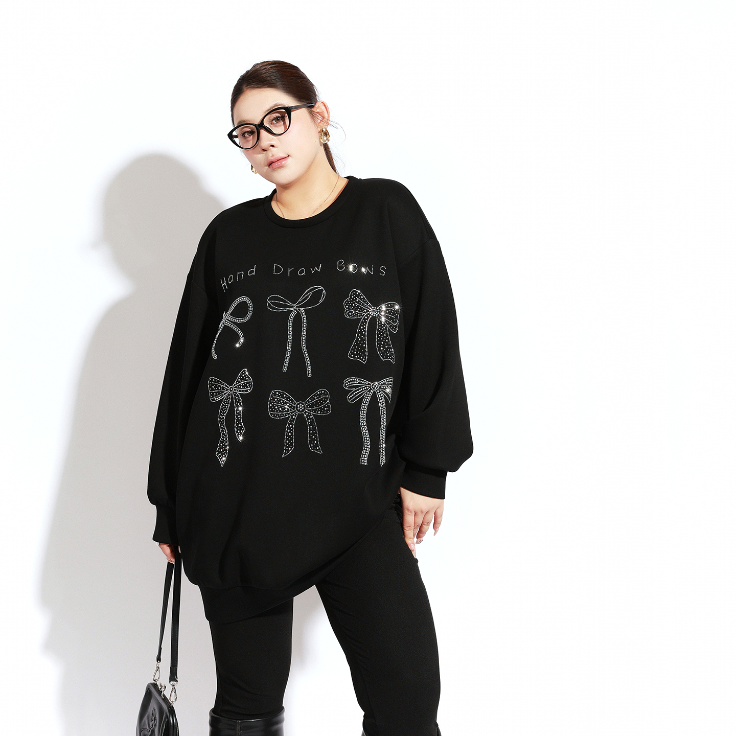 大码女装减龄烫钻卫衣宽松显瘦