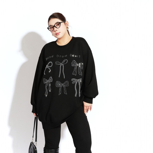 大码女装减龄烫钻卫衣宽松显瘦