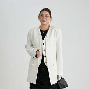 胖mm高端宽松休闲西服 女大码 轻奢定制外套2026春新款 精英白领西装