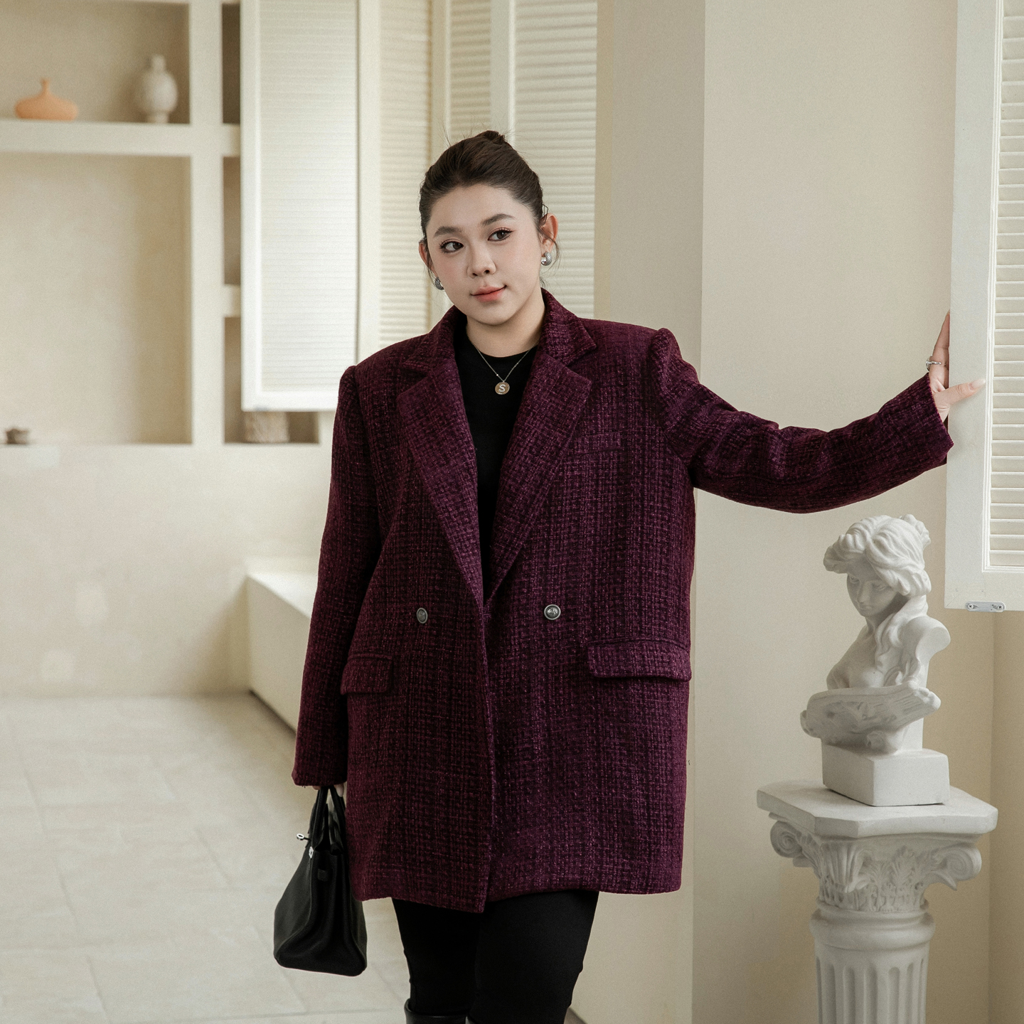 大码女装棉衣西装外套宽松百搭