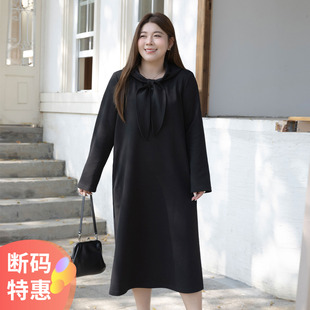 大码女装兔子领显瘦连衣裙2026春款胖mm宽松遮肚200斤开叉中长裙