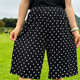凉感冰丝波点五分裤 加肥加大阔腿短裤 女大码 胖妹妹mm宽松显瘦中裤