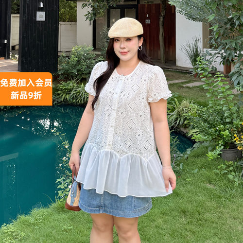 大码女装镂空娃娃衫甜美百搭显瘦