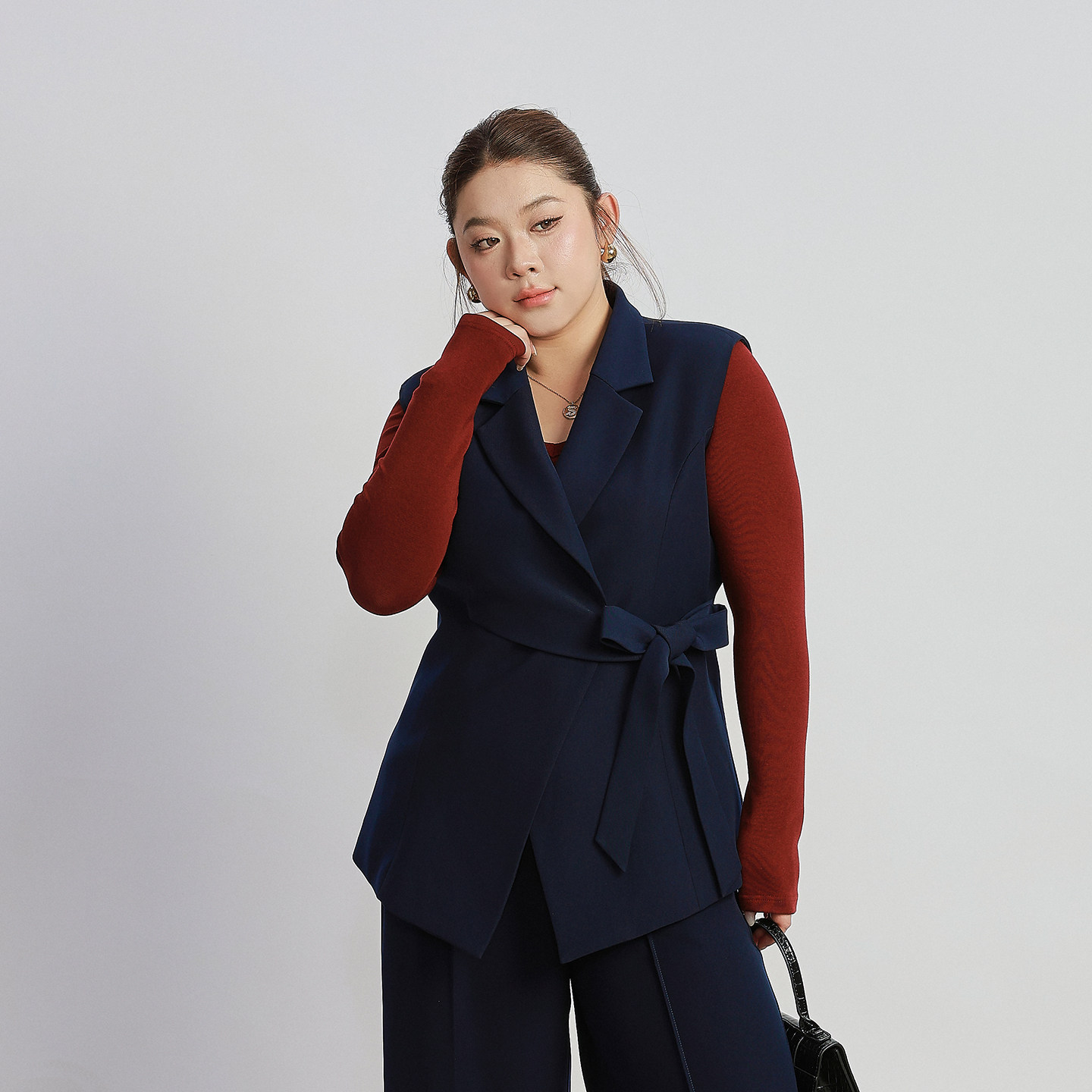 别致设计感平驳领系带西装马甲女大码胖mm宽松2026春新款马甲无袖,女装/女士精品,常规大码外套,淘宝优惠券,粉丝福利购,淘宝优惠卷