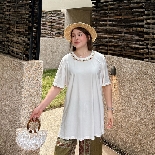 大码女装纯棉T恤宽松显瘦百搭