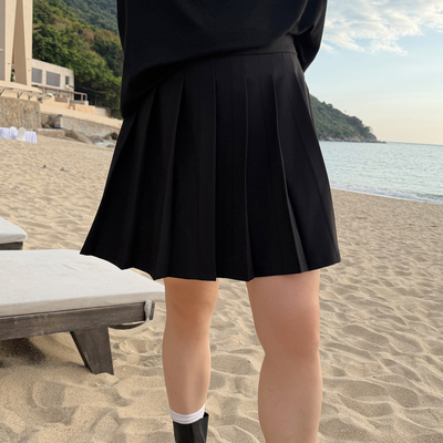 大码女装百褶短裙修身显瘦