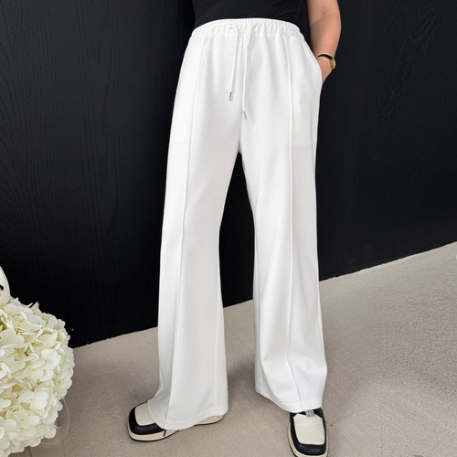 特大码女装中垂感阔腿直筒裤宽松