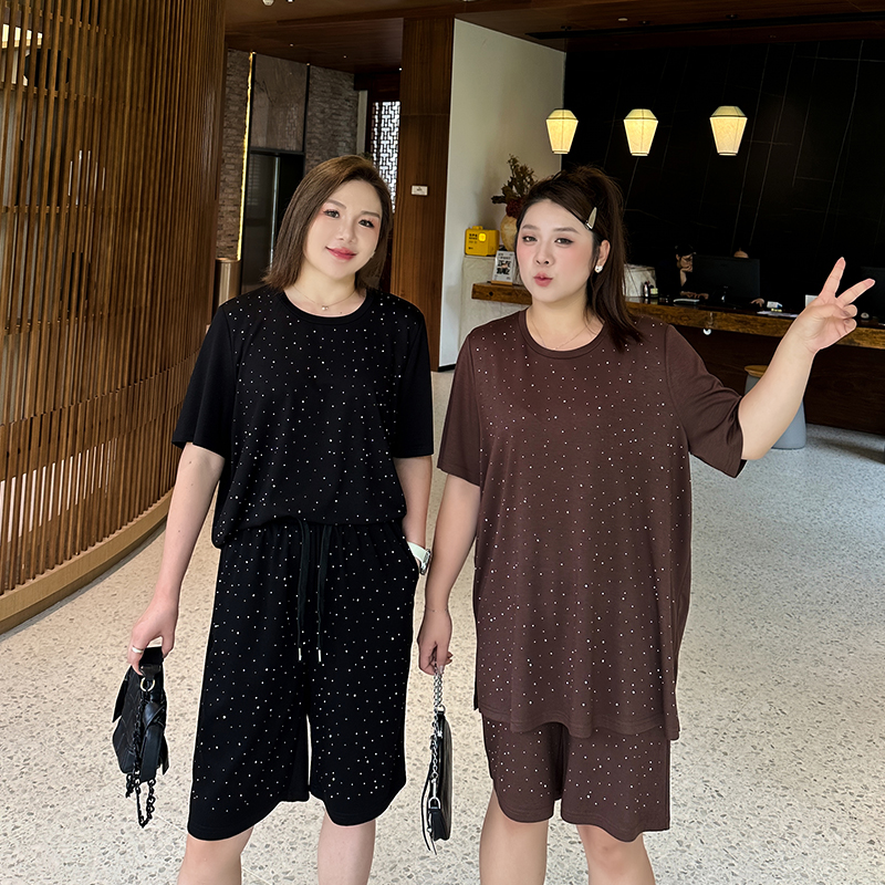 大码女装胖mm休闲套装宽松显瘦