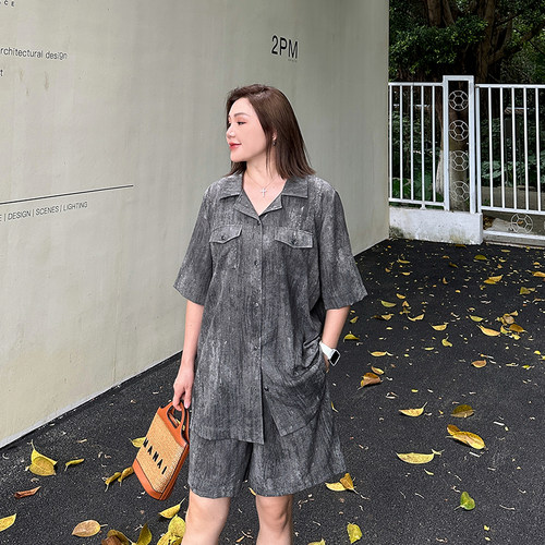 大码女装胖mm套装宽松显瘦