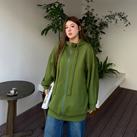 垂感空气层连帽外套女2026春新款200斤大码胖mm宽松显瘦卫衣开衫