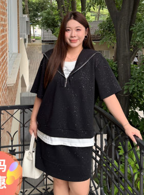 大码女装闪闪套装宽松显瘦