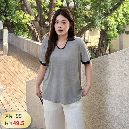 大码女装超薄翻领上衣宽松显瘦