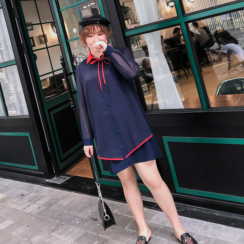 (用20元券)大码女装2019初秋装新款胖妹妹衬衫