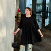 薄款 200斤胖mm宽松显瘦遮肚a字上衣 2025新款 空气层大码 t恤女夏装