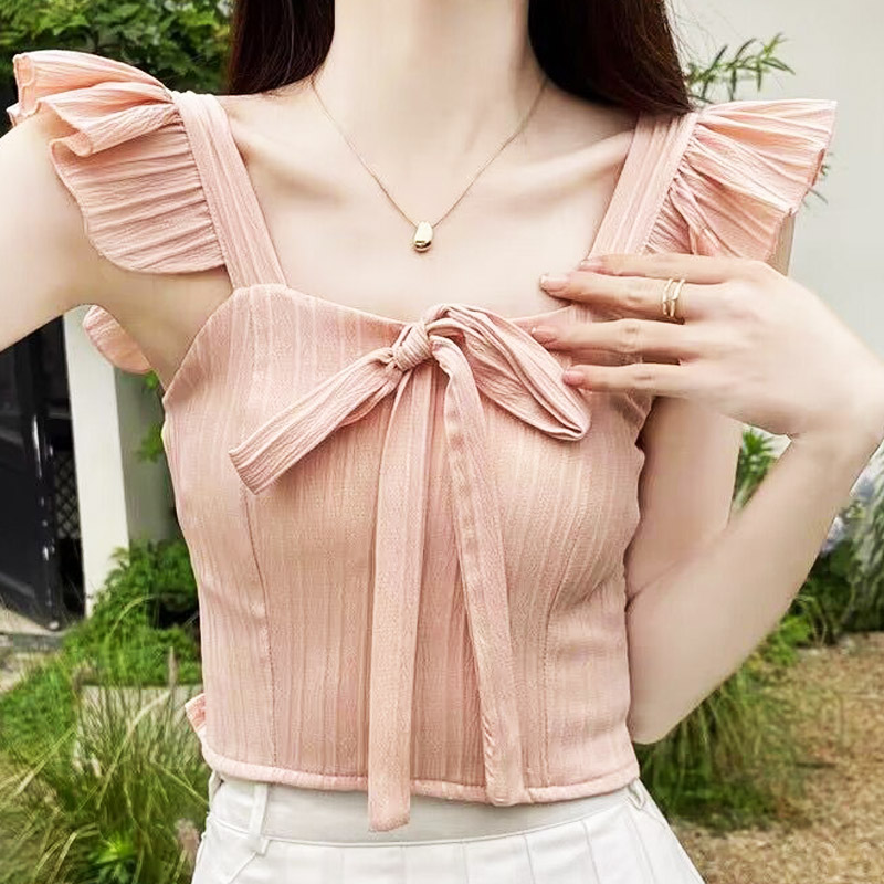 日常百搭高档简约美背吊带背心女