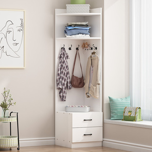 转角柜实木家用客厅书柜墙角三角形边柜一体靠墙衣架卧室储物柜子